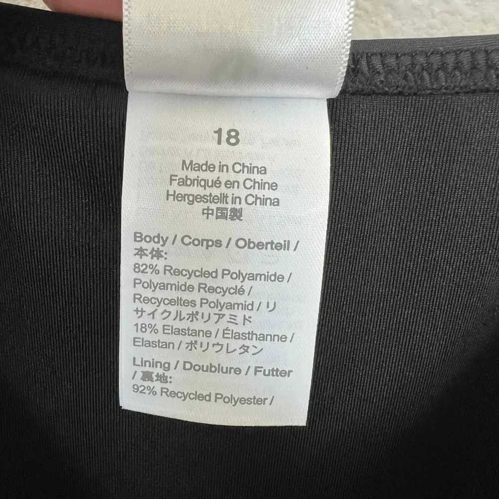 NWT J.Crew Size‎ 18 One Piece Black Swim Dress V-Neck Ruched Swimwear